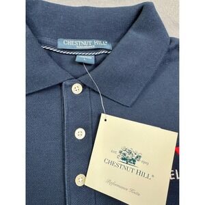 Chestnut Hill Performance Men Navy Blue Telics Embroidered Polo Shirt Size L NWT